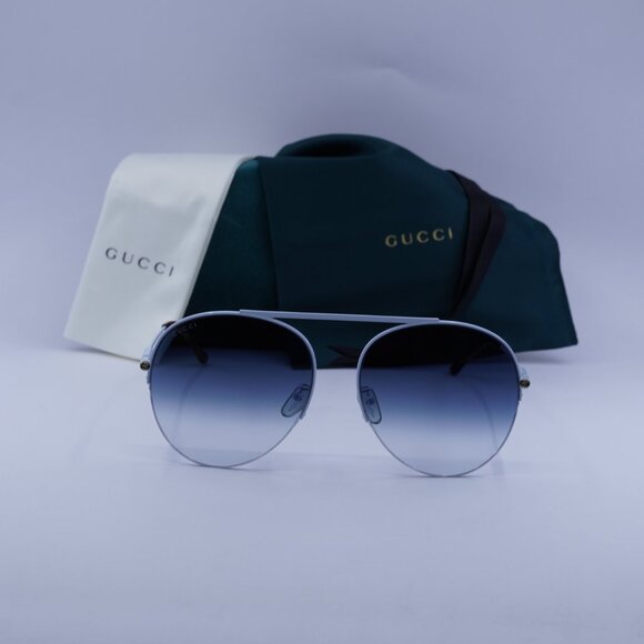 Gucci GG1413S 003 Aviator Sunglasses - Light Blue - Picture 3 of 10